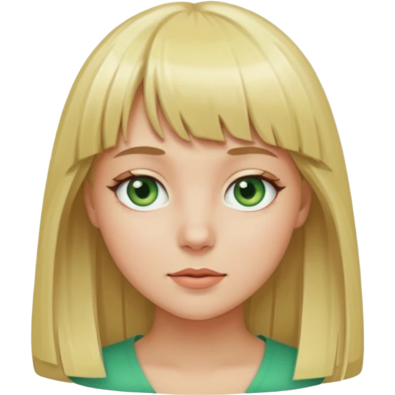 Ragazza bionda con la frangetta con gli occhi verde chiaro emoji