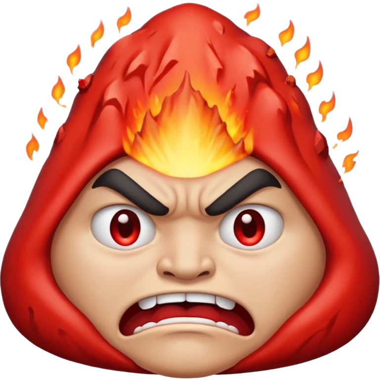 can i have an image of an red faced emoji with a small vocano th the top of its head erupting. i like the 4th image but make it with an angry face emoji