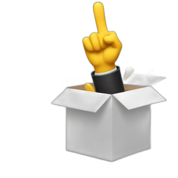 hand popping out of jack in a box on a spring emoji