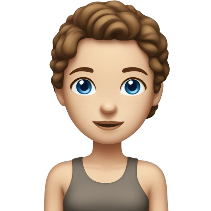 straight brown-haired girl in tank top freckles blue eyes emoji