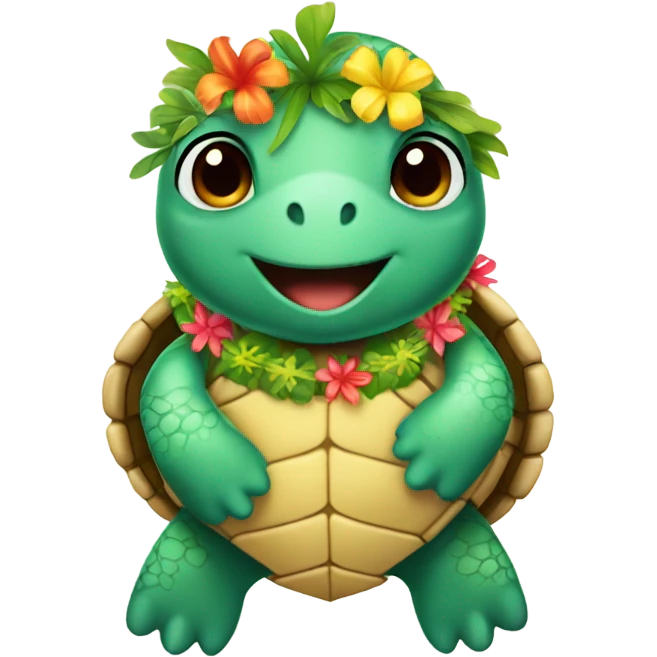 Sea turtle wearing a lei emoji