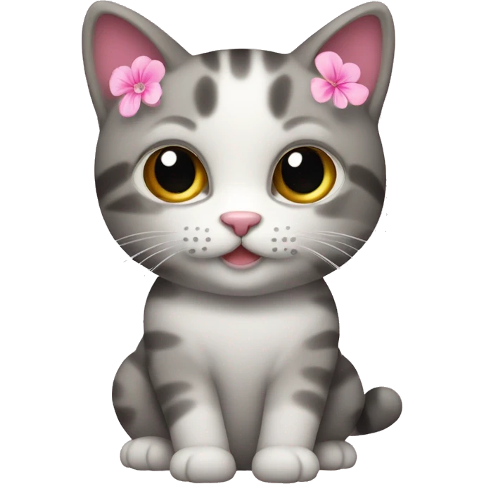 ￼ cat holding pink flowers ￼ emoji