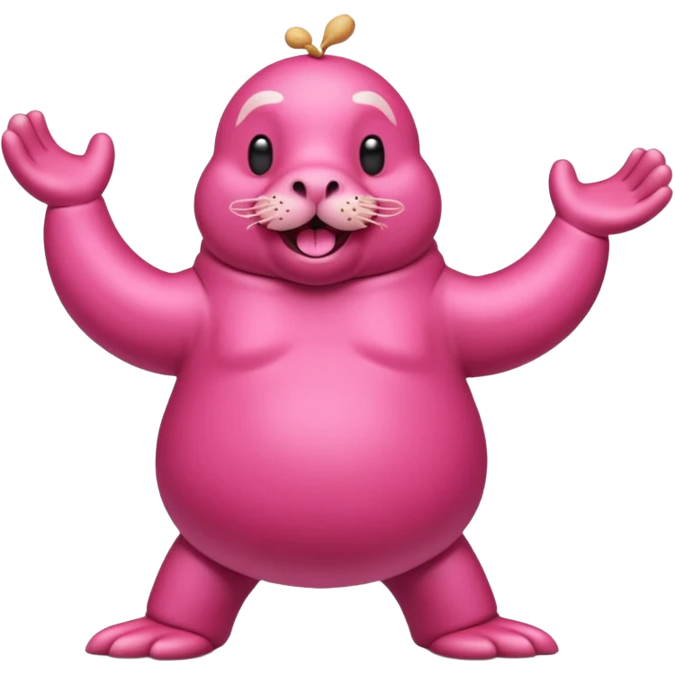 Pink Walrus dancing with peanuts emoji