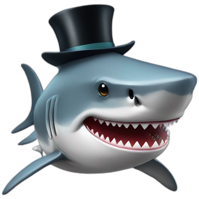 Shark with a top hat emoji