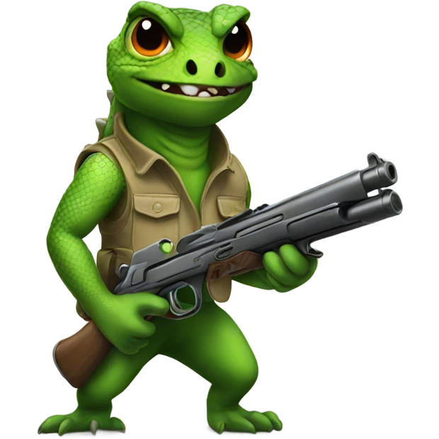 Lizard with gun emoji