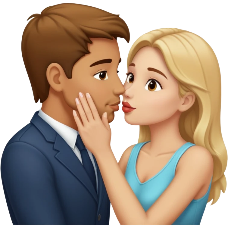 Tan man kissing fair skinned women on the hand emoji