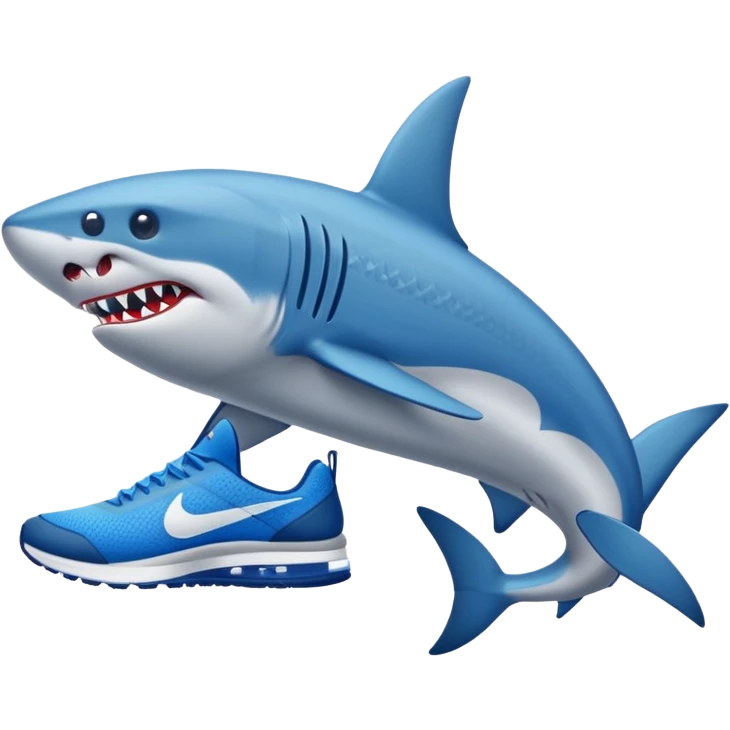 Hazme un tiburón con zapatos de Nike azules emoji