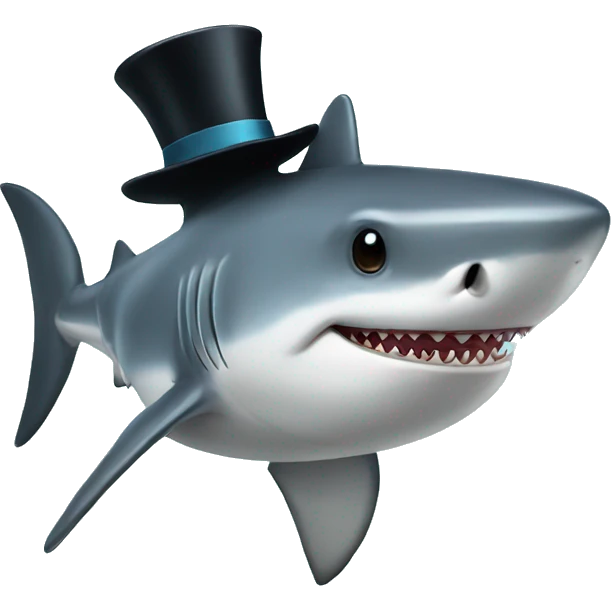 Shark with a top hat emoji
