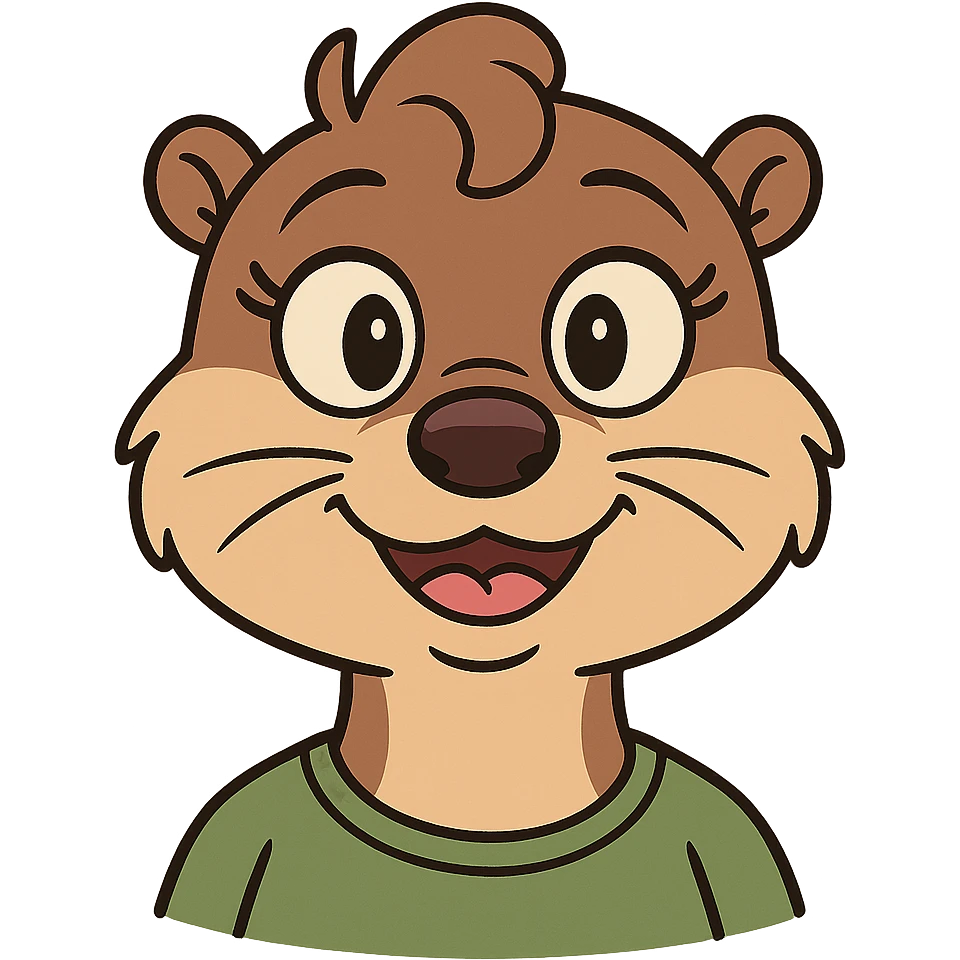 cute female otter head, front view, comic style, solid color background emoji
