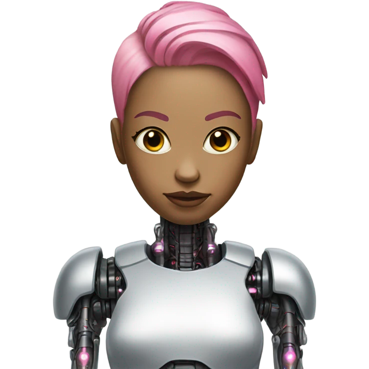cyborg girl, pink hair, robot body, gynoid emoji