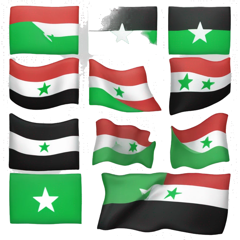 Create me a flag of Syria with 3star and in the top green and in the middle white and in the bottom black emoji