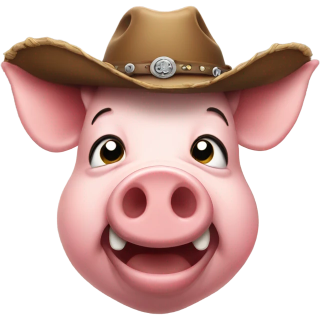 Pig crying with cowboy hat emoji