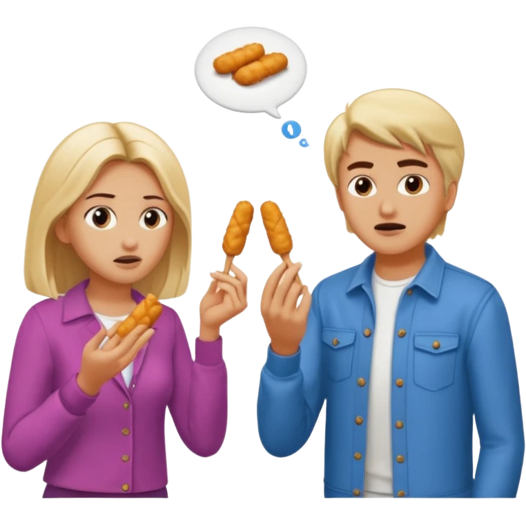 Aurore and Enzo are arguing about mozzarella sticks emoji