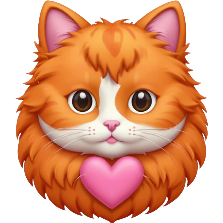 Gato naranja corazón rosa kawaii emoji