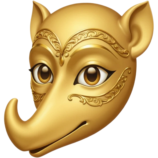 Gold mask covering only eyes with a long nose emoji