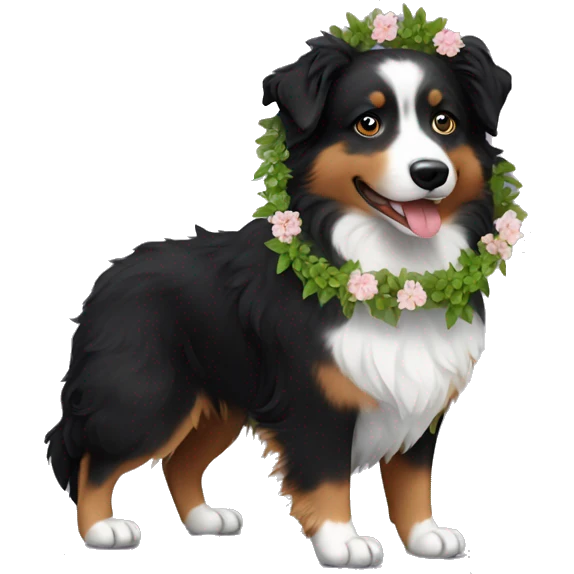 Plant garland Small black australian shepherd dog emoji