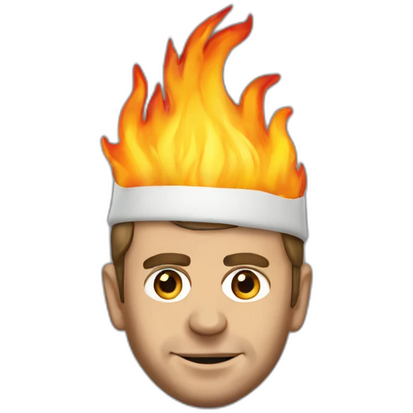 emmanuel-macron with flames on his head emoji