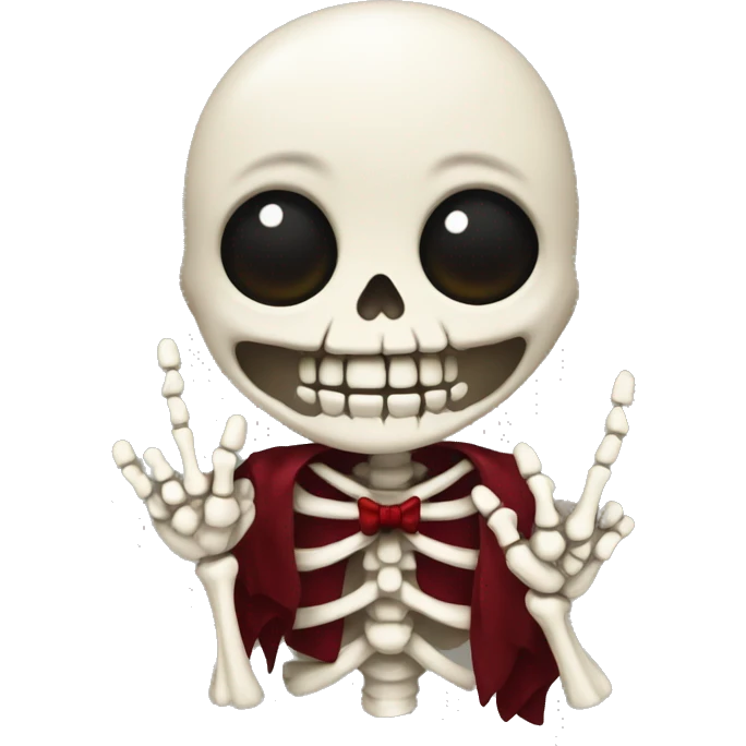 Cute skeleton w dark red bow on head w middle finger emoji