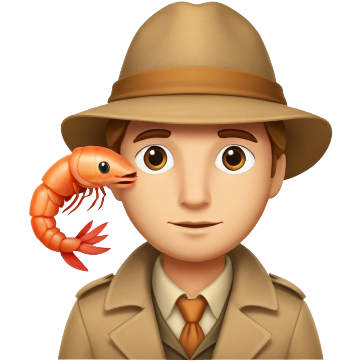 the detective from the animated film "Bremen Town musicians" with shrimp emoji