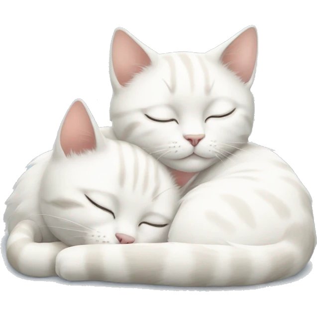 two white cats sleeping curled up next to each other emoji
