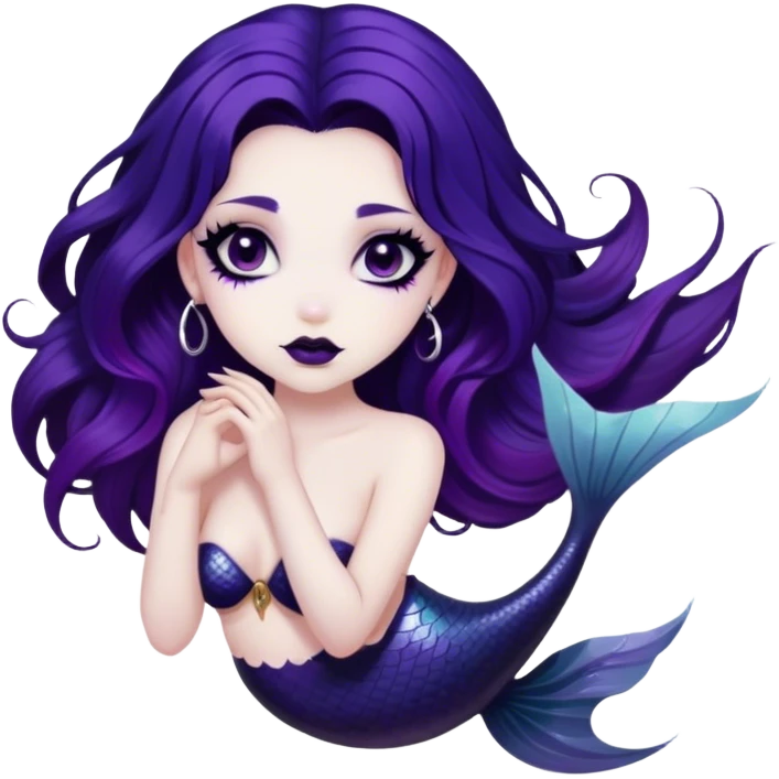 goth mermaid hime girl dark purple hair emoji