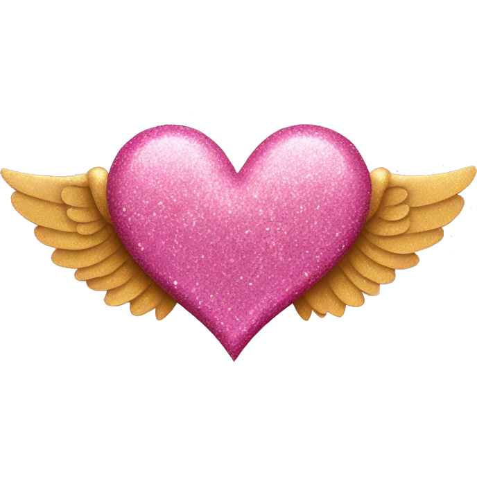 heart pink and wings woth glitter  emoji