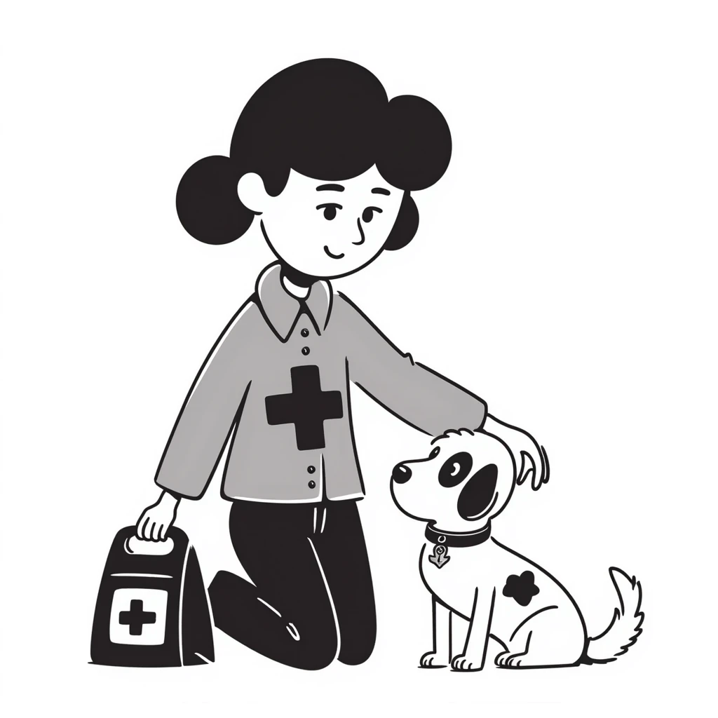 military girl, a medic with a small dog emoji