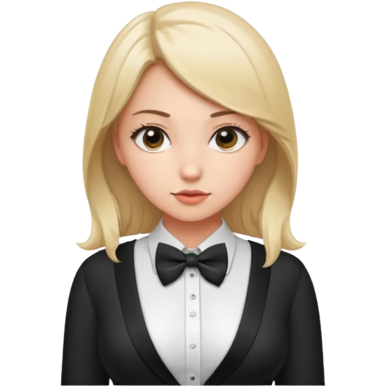 Fat girl with big boobs and white unbutton shirt and bow tie  emoji