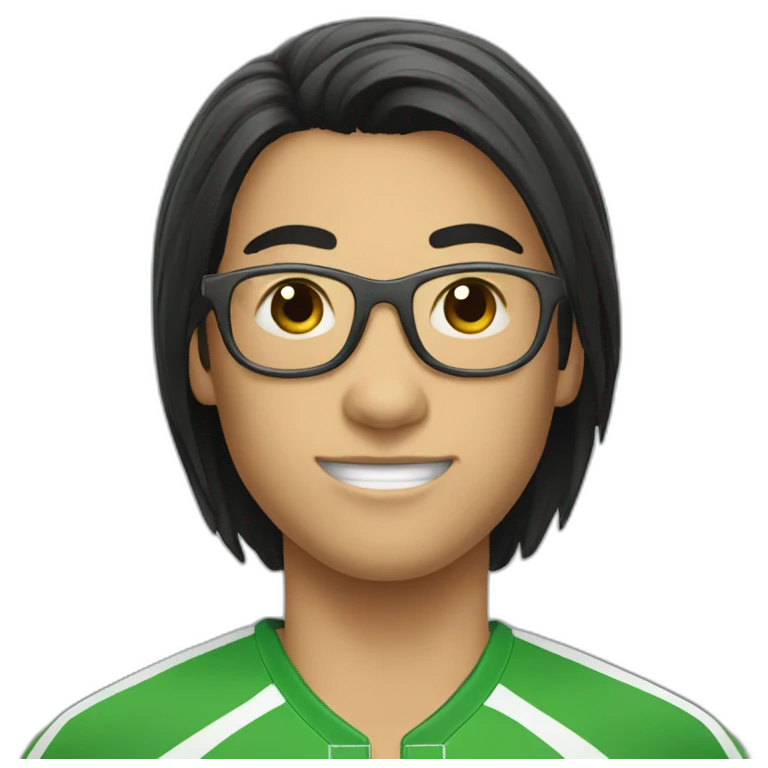 table tennis player with racket dark hair emoji