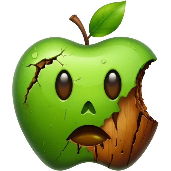 A rotten apple emoji resembling the apple inc logo. emoji