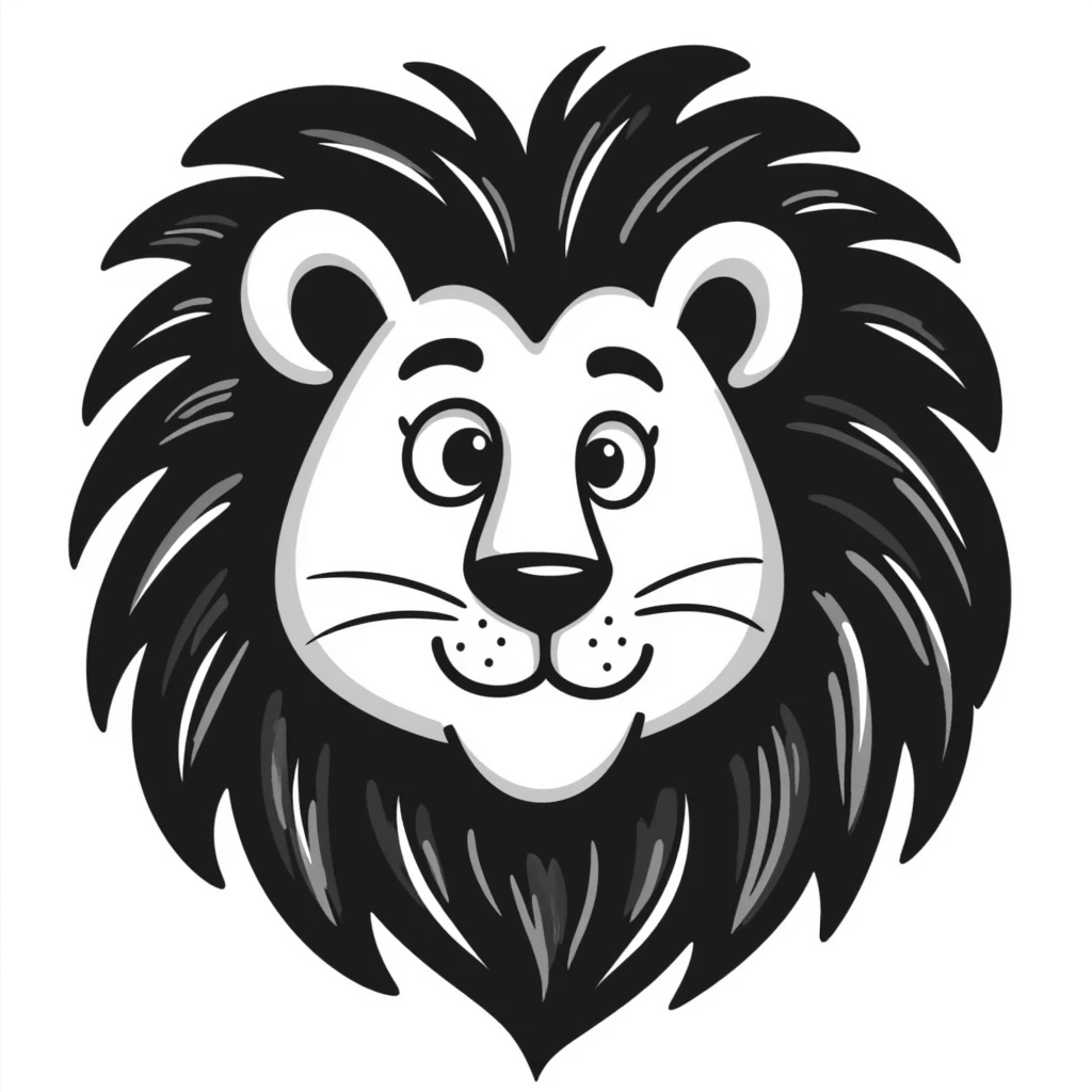 hand-drawn lion face with detailed mane emoji
