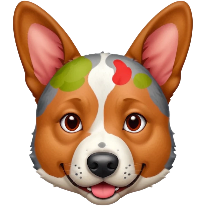 Chunky Australian cattle dog with ears up begging emoji