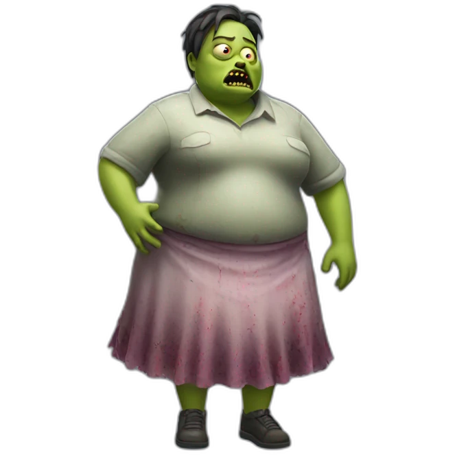fat zombie wearing a skirt hyperrealistic emoji