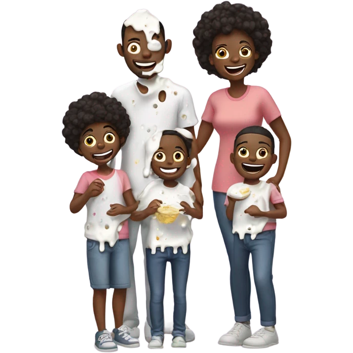 Family covered in yogurt emoji
