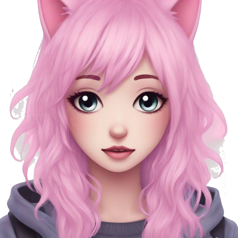 Gorgeous Cute Edgy Pastel Gradient Beautiful Anime Emo CatLady emoji