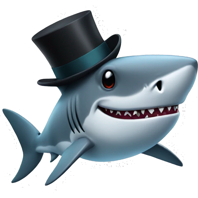 Shark with a top hat emoji