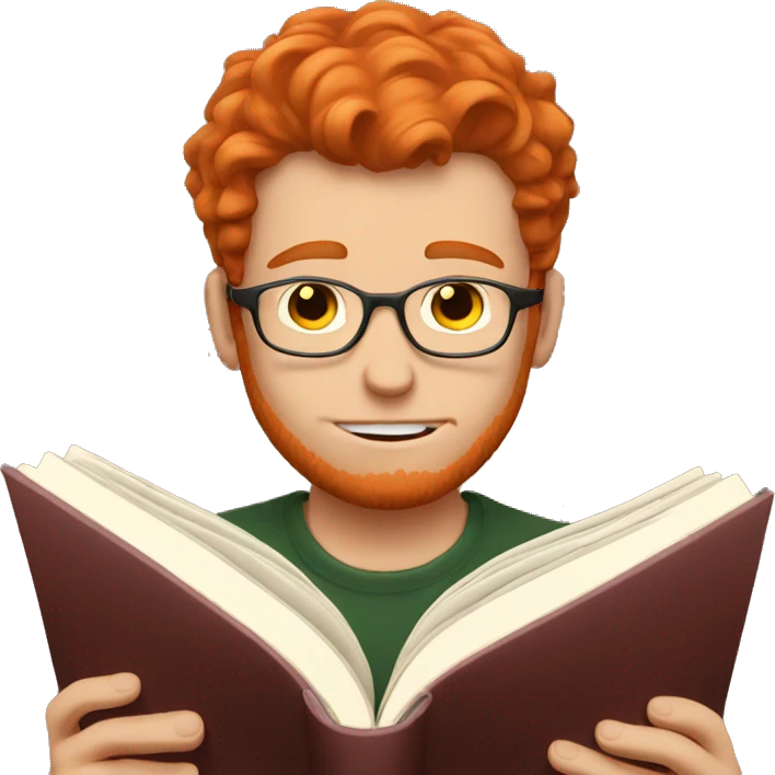 Red headed gay guy reading a book emoji