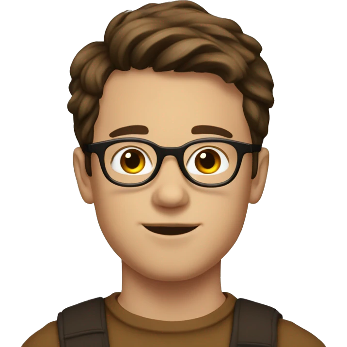 young XIXth Man with round glasses, short brown hair emoji