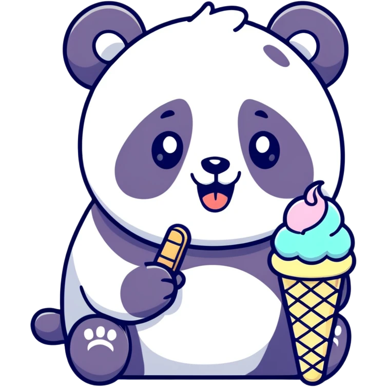 Panda eating ice cream emoji