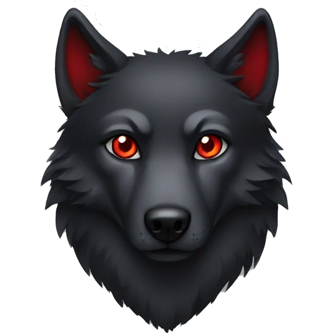 black Wolf, red eyes emoji