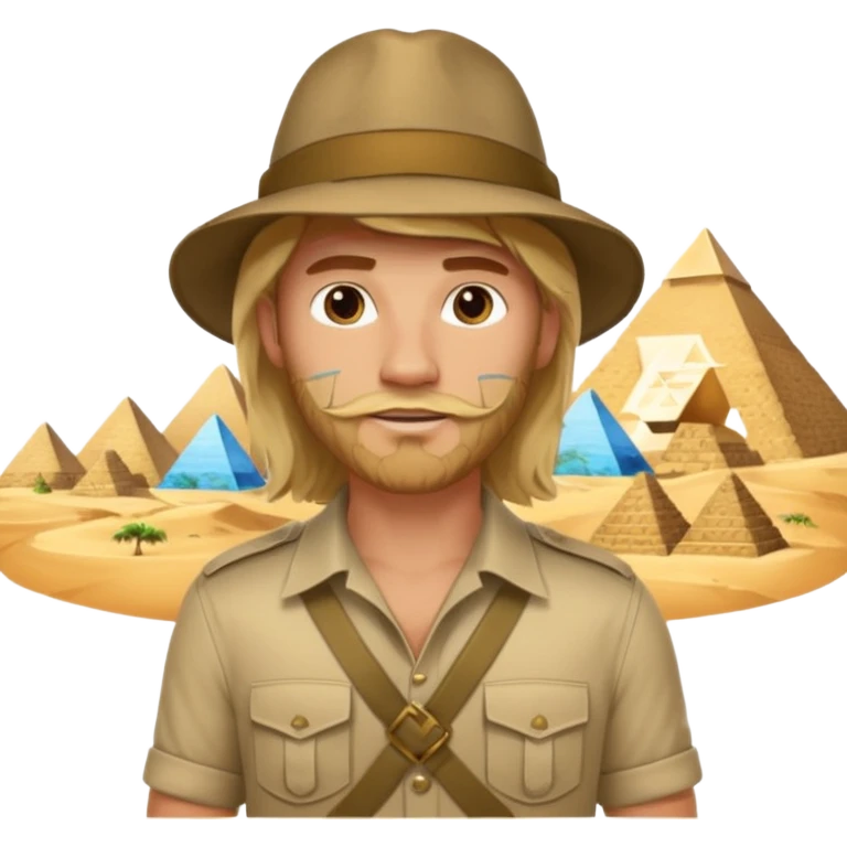 male blond long hair agent with short beard in egypt with pyramids emoji