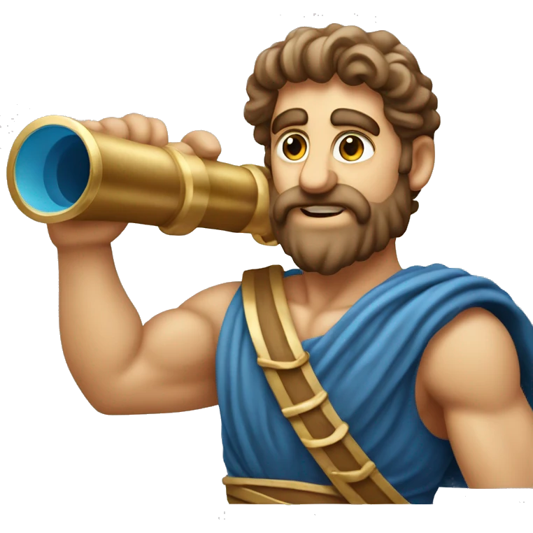 Muscular Ancient Greek sailor holding a telescope emoji