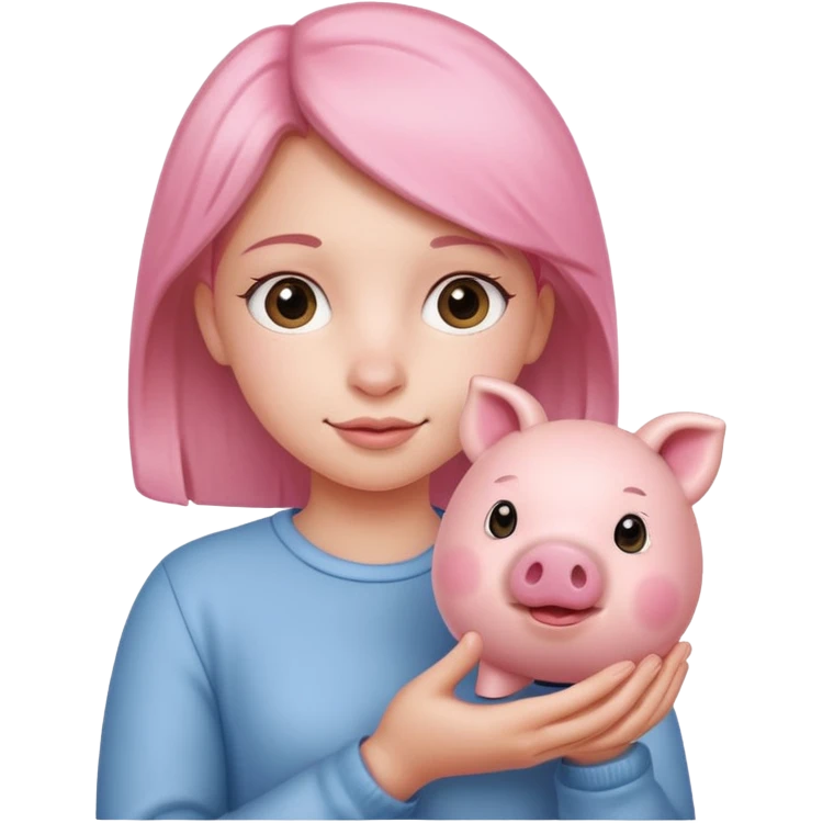 girl holding real piggy emoji