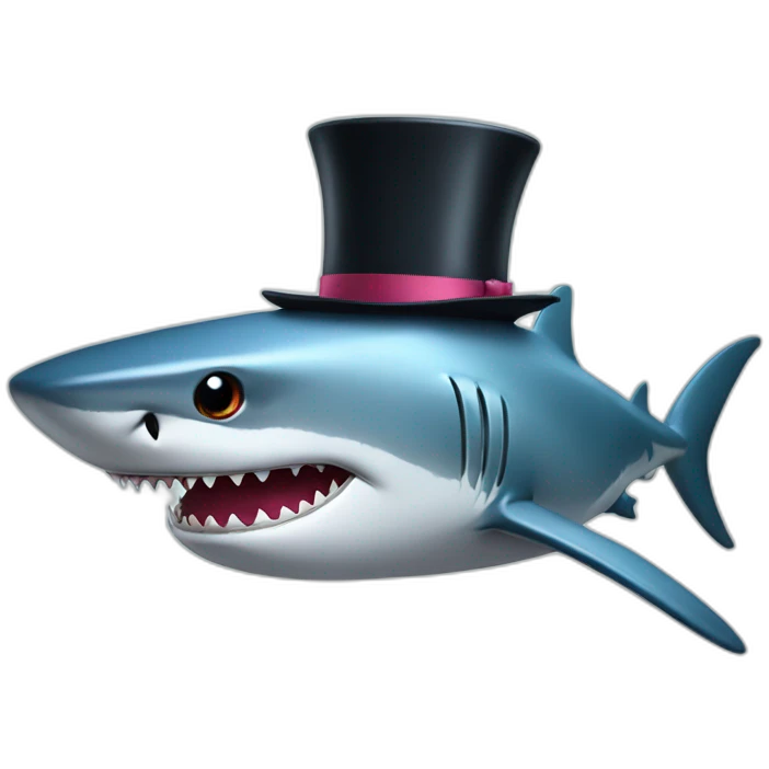 Shark with a top hat emoji