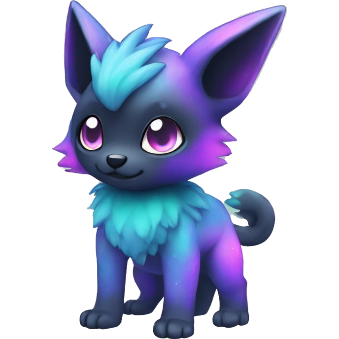 Cute cool black nebula green blue purple pink animal hybrid Fakemon full body emoji
