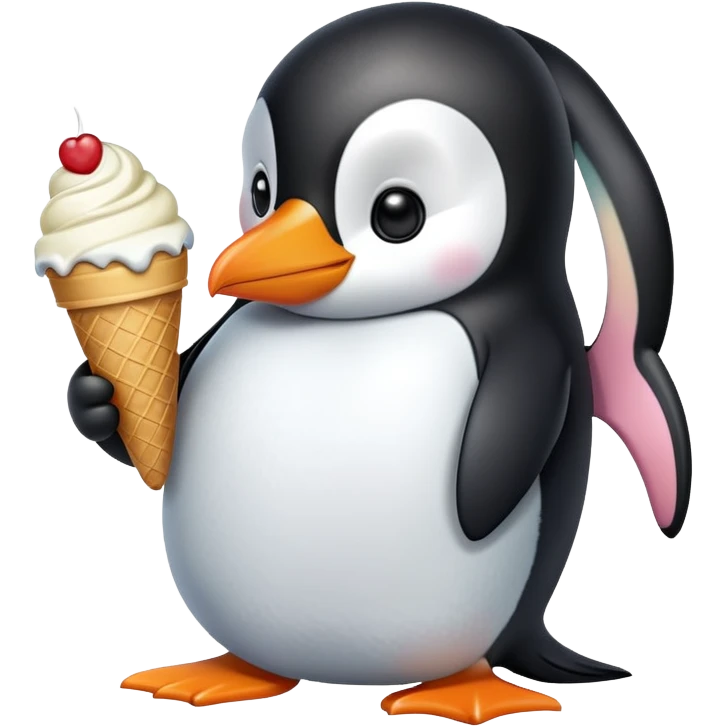Penguin eating an ice cream  emoji
