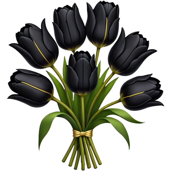 black tulip bouquet  emoji
