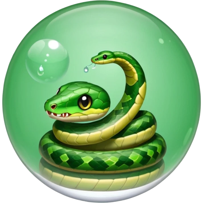 Crystal ball and cute baby snake emoji