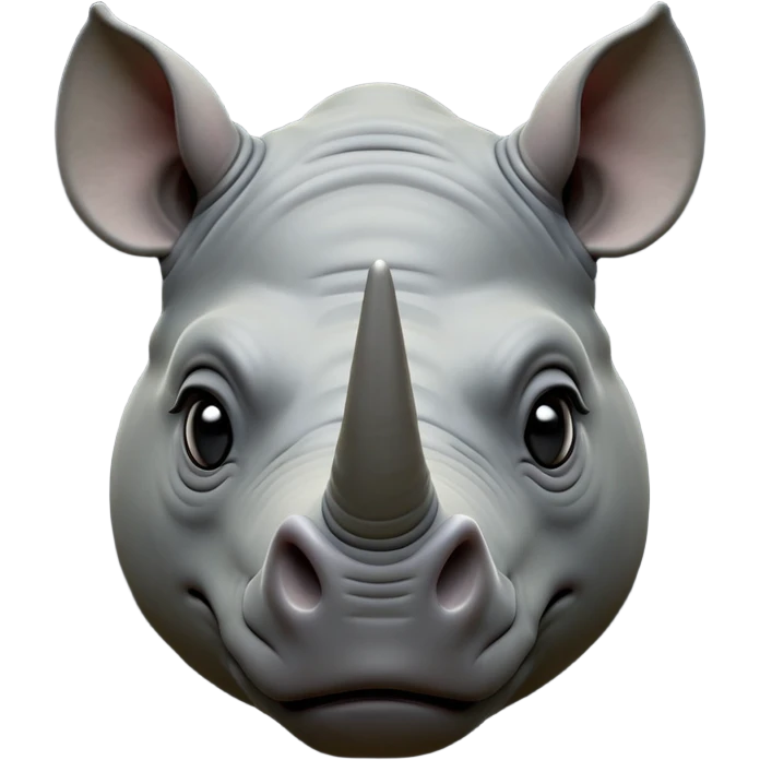 cinematic-noble-rhinoceros-portrait-emoji,-poised,-with-a-massive,-powerful-build-and-a-thick,-hide-of-slate-gray,-deep-set-soulful-piercing-eyes,-simplified-yet-sharp-and-sophisticated-features,-highly-detailed, with large black eyes, szoomed out showing houlders emoji