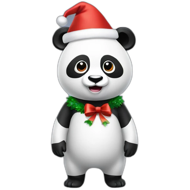 full body christmas panda in vr headset emoji